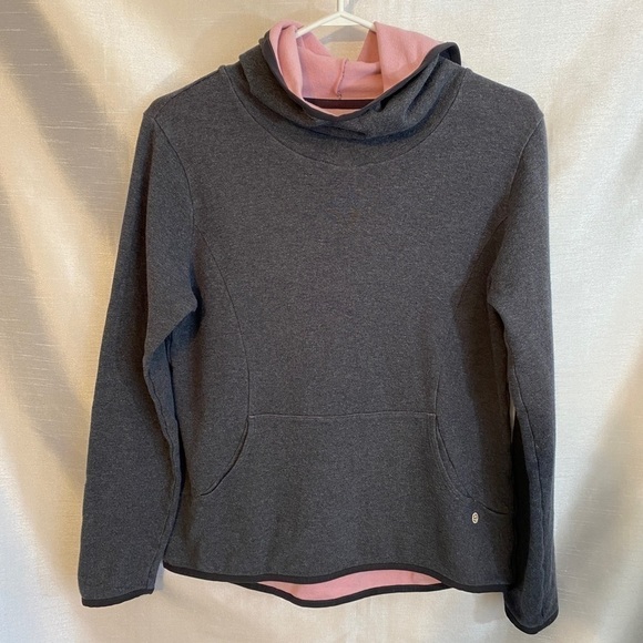 EP Sport Cowl Neck Kanga  Hoodie Heathered Smoky Gray Ladies Med - Picture 10 of 10